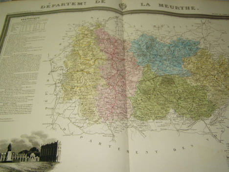 Carte du Département de la MEURTHE avec vue de Nancy  dréssée par Donnet. Alexis Donnet DONNET ,FREMIN et LEVASSEUR ou DONNET and MONIN