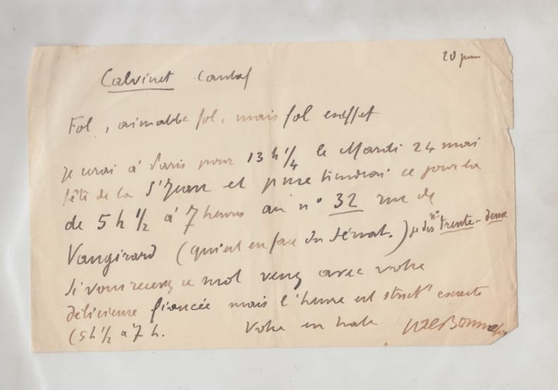 Lettre billet autographe sign&eacute;e &agrave; Charles de Richter. Jean de BONNEFON - [Aurillac 1866 - Paris 1928] - Ecrivain et journaliste fran&ccedil;ais 