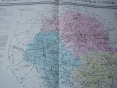 Carte du Département INDRE et LOIRE avec vue de Tours dréssée par Donnet