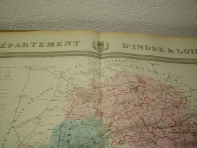 Carte du Département INDRE et LOIRE avec vue de Tours dréssée par Donnet