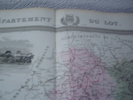 Carte du Département du LOT avec vue de Cahors dréssée par Donnet. Alexis Donnet DONNET ,FREMIN et LEVASSEUR ou DONNET and MONIN