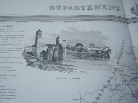 Carte du Département du LOT avec vue de Cahors dréssée par Donnet. Alexis Donnet DONNET ,FREMIN et LEVASSEUR ou DONNET and MONIN