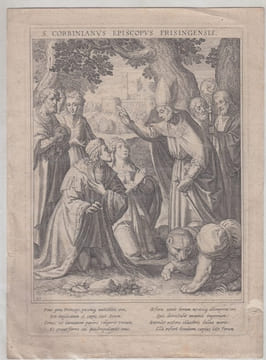 SAINT CORBINIANUS - S. CORBINIANUS EPISCOPUS FRISINGENSIS- Antique Master Print-. Raphael Sadeler
