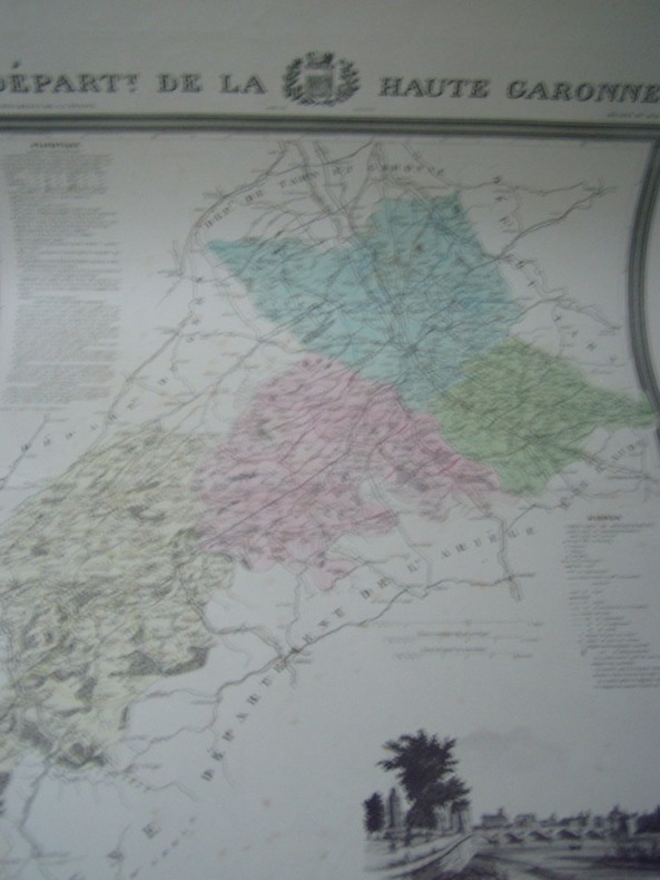 Carte du Département de la HAUTE-GARONNE avec vue de Toulouse  dréssée par Donnet. Alexis Donnet DONNET ,FREMIN et LEVASSEUR ou DONNET and MONIN
