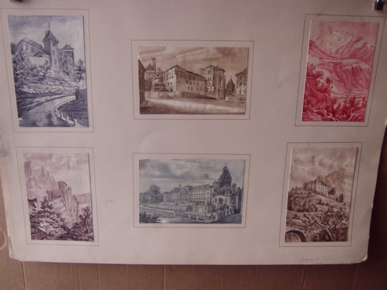 6 dessins aquarell&eacute;s sur Annecy. Annecy