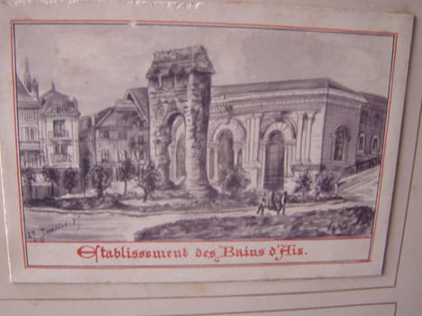 8 dessins aquarellés sur Aix-les-Bains. Aix-les-Bains