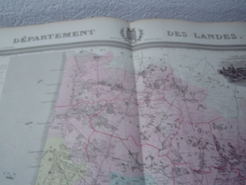 Carte du Département des LANDES avec vue de  Mont de Marsan dréssée par Donnet. Alexis Donnet DONNET ,FREMIN et LEVASSEUR ou DONNET and MONIN - DONNET ...