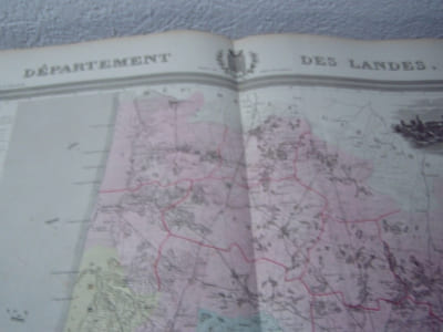 Carte du Département des LANDES avec vue de Mont de Marsan dréssée par Donnet