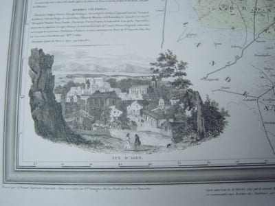 Carte du Département du LOT et GARONNE avec vue d' AGEN; dréssée par Donnet.