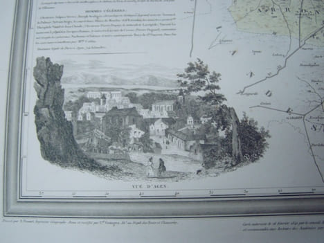 Carte du Département du LOT et GARONNE avec vue d' AGEN; dréssée par Donnet.. Alexis Donnet DONNET ,FREMIN et LEVASSEUR ou DONNET and MONIN