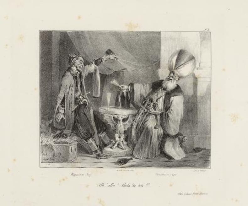 Alli ! alla ! Alala ! la tête !!! Negociant juif ; janissaire - lithographie originale. Charlet, Nicolas-Toussaint (Paris, 20–12–1792 - Paris, ...