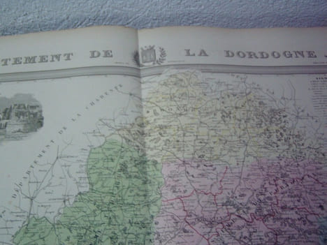 Carte du Département de la DORDOGNE avec vue de Périgeux dréssée par Donnet. Alexis Donnet DONNET ,FREMIN et LEVASSEUR ou DONNET and MONIN