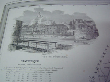 Carte du Département de la DORDOGNE avec vue de Périgeux dréssée par Donnet. Alexis Donnet DONNET ,FREMIN et LEVASSEUR ou DONNET and MONIN