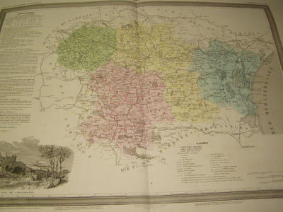 Carte du Département de l'AUDE avec vue de Carcassonne dréssée par Donnet