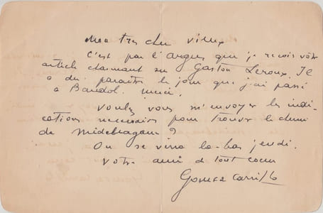 Lettre manuscrite signée à Charles de Richter 
