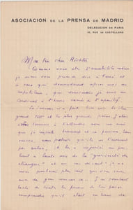 Belle Lettre manuscrite signée à Charles de Richter , 2 pages