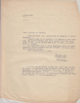Lettre tapuscrite signée à Charles de RICHTER.. Marcel ARNAC