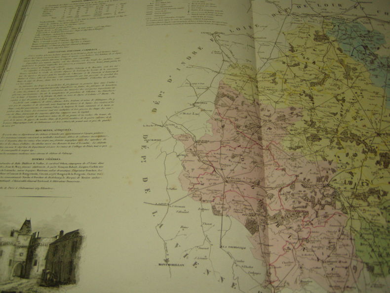 Carte du Département l'INDRE avec vue de Chateauroux  dréssée par Donnet. Alexis Donnet 