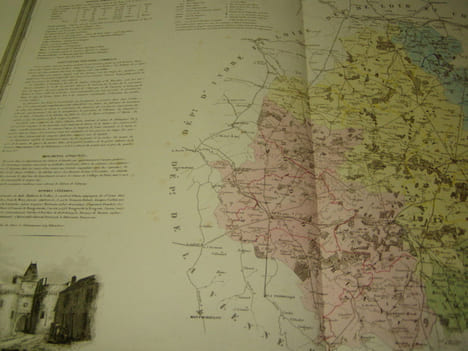 Carte du Département l'INDRE avec vue de Chateauroux dréssée par Donnet. Alexis Donnet