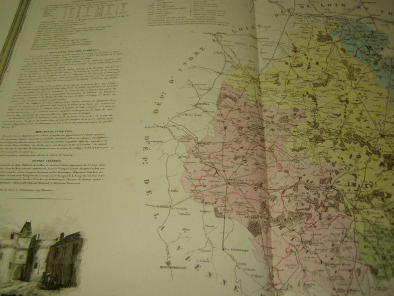 Carte du D&eacute;partement l'INDRE avec vue de Chateauroux  dr&eacute;ss&eacute;e par Donnet. Alexis Donnet 