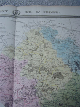 Carte du Département l'INDRE avec vue de Chateauroux dréssée par Donnet. Alexis Donnet