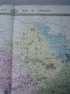 Carte du Département l'INDRE avec vue de Chateauroux dréssée par Donnet