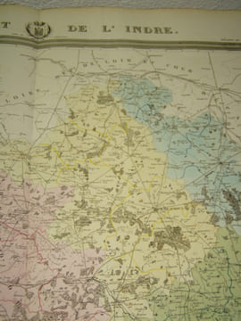 Carte du Département l'INDRE avec vue de Chateauroux dréssée par Donnet. Alexis Donnet