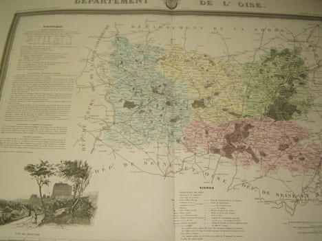 Carte du Département de l'OISE avec vue de Beauvais dréssée par Donnet. Alexis Donnet DONNET ,FREMIN et LEVASSEUR ou DONNET and MONIN