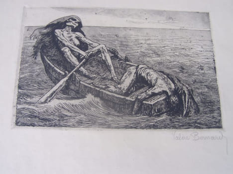 La Pauriho.La mort à la barque . Eau-forte originale inédite - en provençal, les misereux. BERNARD (Valère) Valere Bernard,Valèri Bernard 1860-1936