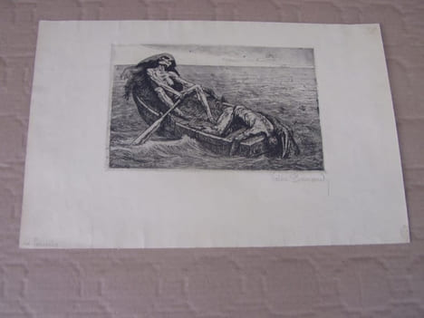 La Pauriho.La mort à la barque . Eau-forte originale inédite - en provençal, les misereux. BERNARD (Valère) Valere Bernard,Valèri Bernard 1860-1936