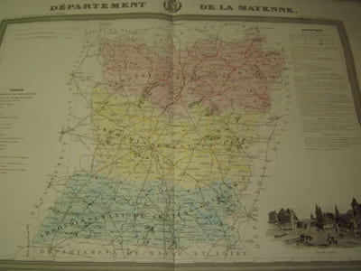Carte du Département de la MAYENNE avec vue de Laval dréssée par Donnet