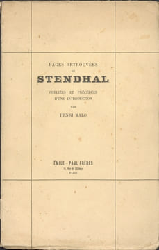 PAGES RETROUVEES DE STENDHAL publiées et précédés d'une introduction par Henri MALO.. STENDHAL
