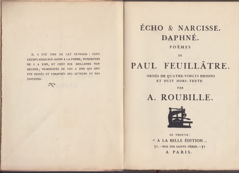 ECHO & NARCISSE.- DAPHNE POEMES- ornés de 80 dessins et 8 ht par A.ROUBILLE.. FEUILLATRE Paul -