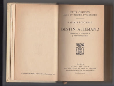 DESTIN ALLEMAND traduction et introduction de J. Benoist-Méchin