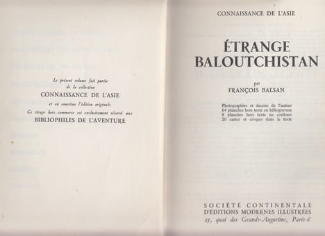 Etrange Baloutchistan . BALSAN (François)
