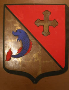 Armoiries de Monseigneur Flavien Hugonin, lévêque de Bayeux et Lisieux.