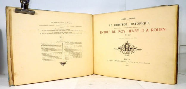 Le Cortège historique organisé en 1880 par le comité des fêtes de bienfaisance de Rouen. "Entrée du roi Henry II à Rouen en 1550."
