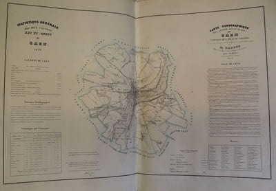 Atlas du Calvados. 35 Cartes topographiques des cantons, dressées sous les auspices du Conseil général et sous l'administration de M. Target, Commandeur de la Légion D'Honneur et Préfet du Département,  par SIMON, Géomètre en chef du Cadastre. Bayeux - Beny-Bocage (Le) - Blangy-Le-Château  Bourguebus - Bretteville-Sur-Laize  Caen  Cambremer - Caumont-L'Eventé - Condé-Sur-Noireau  Couliboeuf  Creully - Douvres-La-Délivrande  Dozulé  Evrecy  Falaise  Harcourt  Honfleur - Isigny-Sur-Mer - Lisieux  Livarot - Mézidon-Canon  Orbec - Pont-L'Evêque  Ryes - Saint-Pierre-Sur-Dives - Saint-Sever-Calvados - Tilly-Sur-Seulles  Trevieres  Vassy - Vire.