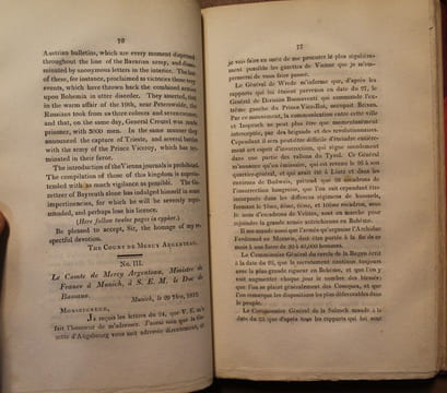 Dépêches et Lettres interceptées par Des Partis Détachés de l'Armée Combinée du Nord de l'Allemagne. Titre anglais : Copies of the original letters ...