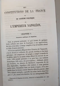 Des constitutions de la France et du système politique de l'empereur Napoléon.