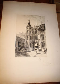 Cour intérieure de l'Hôtel de Bourgtheroulde.. [ROUEN] HOTIN (Auguste-Emmanuel).