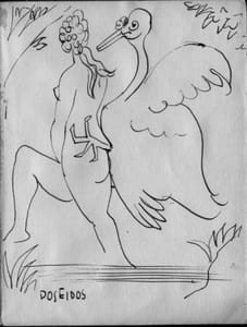 Les Dieux Verts. Nouvelle Mythologie écrite en langue verte avec des illustrations de l'auteur. Avec une lettre autographe et un dessin original érotique.