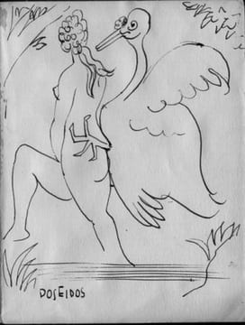 Les Dieux Verts. Nouvelle Mythologie écrite en langue verte avec des illustrations de l'auteur. Avec une lettre autographe et un dessin original ...