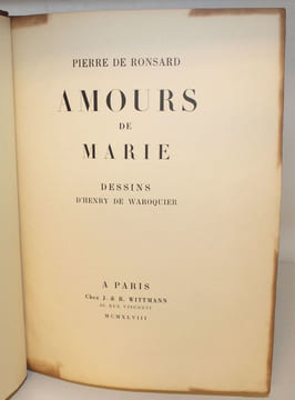 Amours de Marie.. [WAROQUIER (Henry de)] - RONSARD (Pierre de).