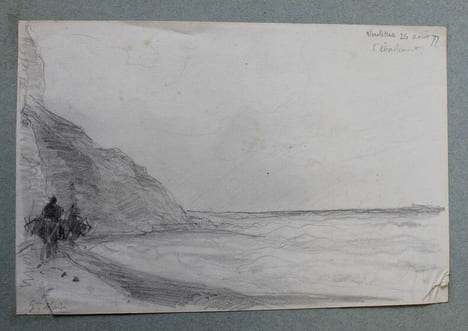 Vue des falaise de Veulettes et de l'éboulement.. [VEULETTES - DESSIN] MORIN (Gustave).