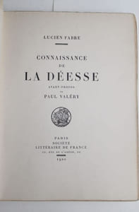 Connaissance de la Déesse. Avant-propos de Paul Valéry.