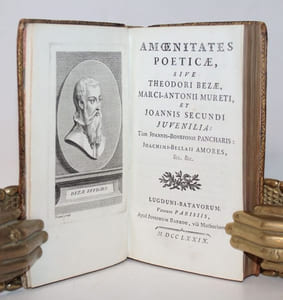 Amoenitates poeticae, sive Theodori Bezae, Marci-Antonii Mureti et Joannis Secundi Juvenilia : Tùm Joannis-Bonefonii Pancharis; Joachim-Bellatii Amores, etc.etc.