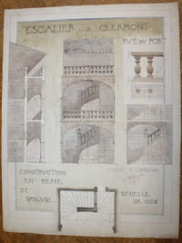 Dessin original d'un escalier à Clermont, rue du port.