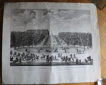 Veüe du Chasteau de Versailles, du costé de l'allée d'eau, et de la fontaine du Dragon.