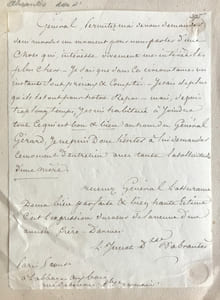 2 L. A. S., l’une écrite à Paris le 5 août, 1 page in-12 (166 x 120), signée « L. Junot Dsse d’Abrantès », adressée au général et futur maréchal Étienne Maurice Gérard (1773-1852) ; l’autre du 1er février 1835, 2 pages in-4, signée « La duchesse d’Abrantès », adressée à un baron.